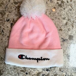 Champion Soft Pink and White Pom Beanie!